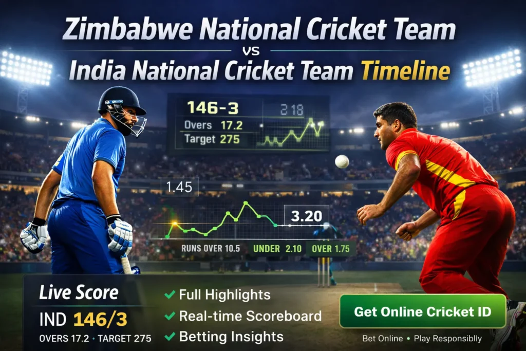 zimbabwe national cricket team vs india national cricket team timeline