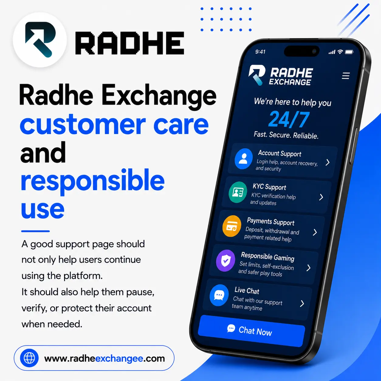 Radhe Exchange customer care and responsible use