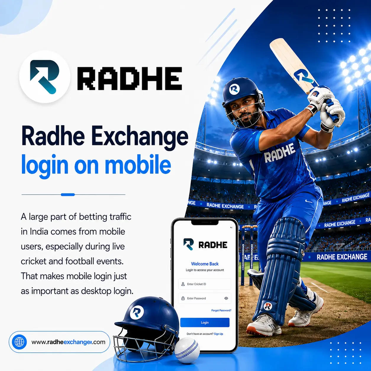 Radhe Exchange login on mobile